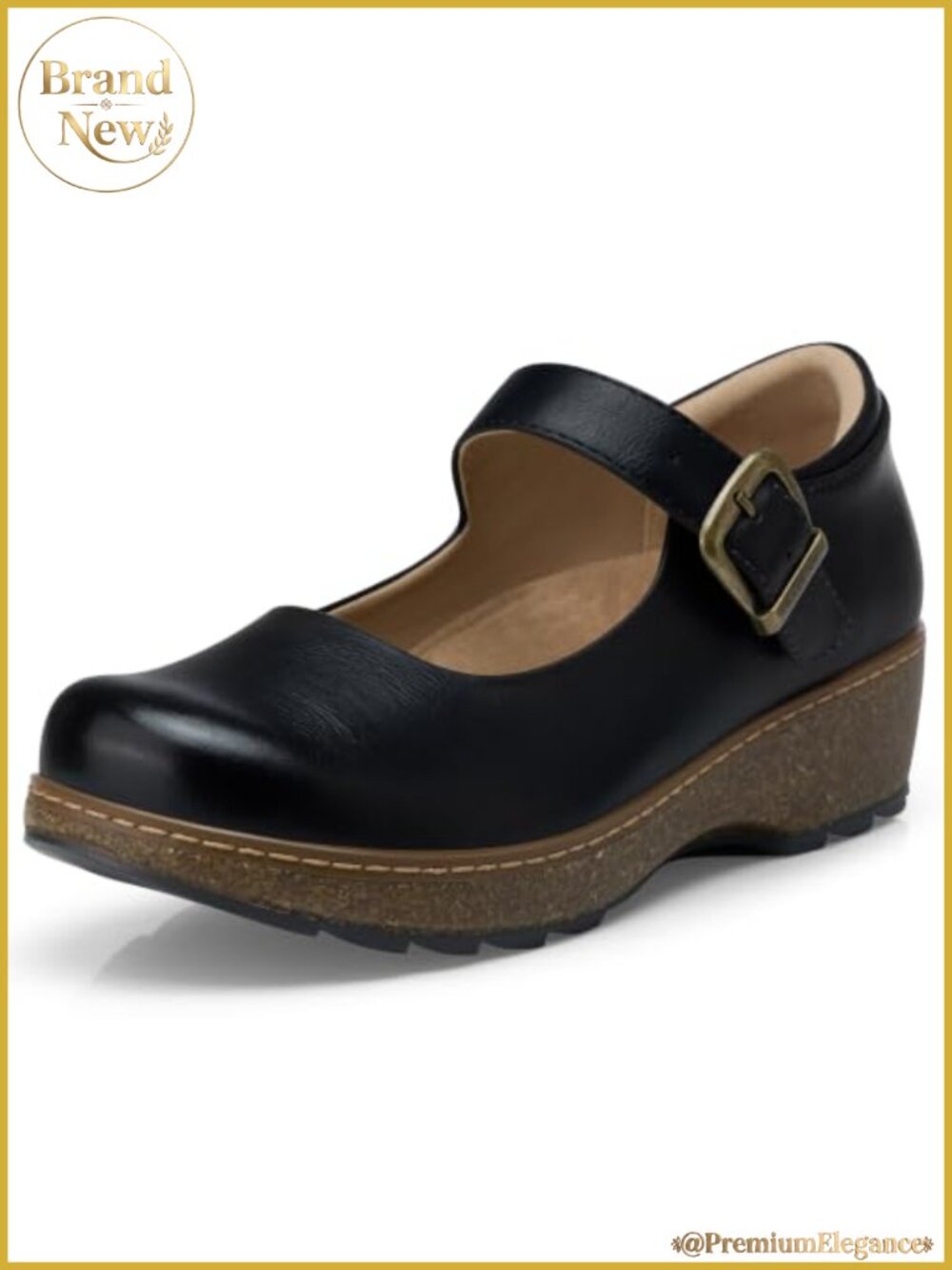 Mary Jane Pumps Faux Leather Arch Support Comfort Heel